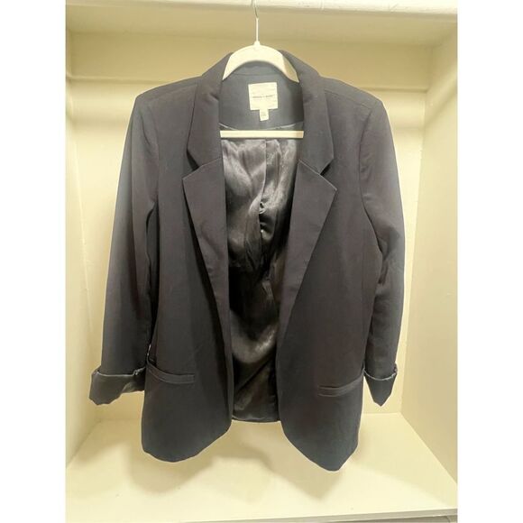 NORDSTROM Silence + Noise Black Blazer with Satin Detail Size Large - Picture 1 of 3